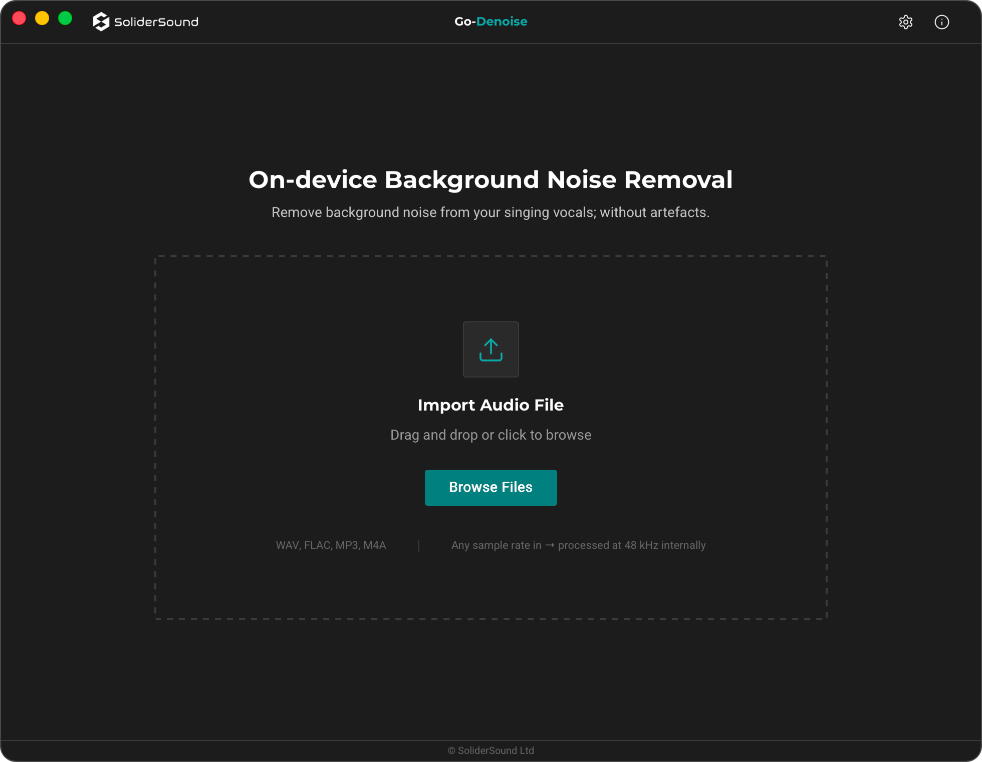 Go-Denoise app — Import audio file