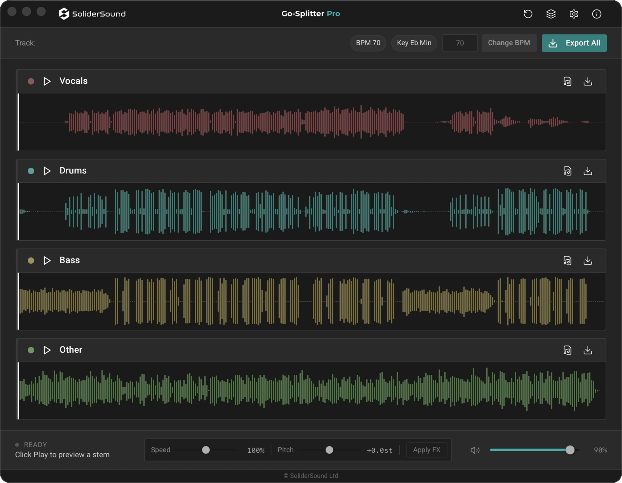 Go-Splitter Pro app interface